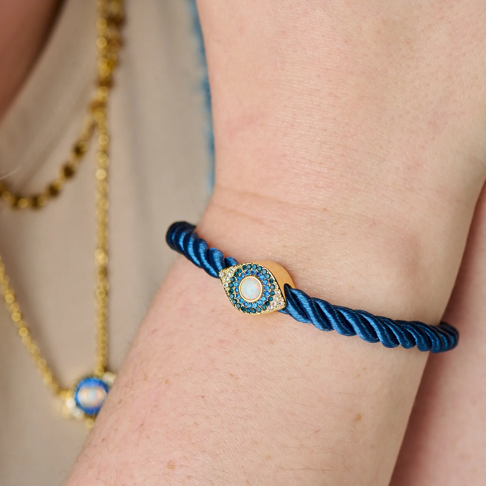 Evil Eye Adjustable Cord Bracelet