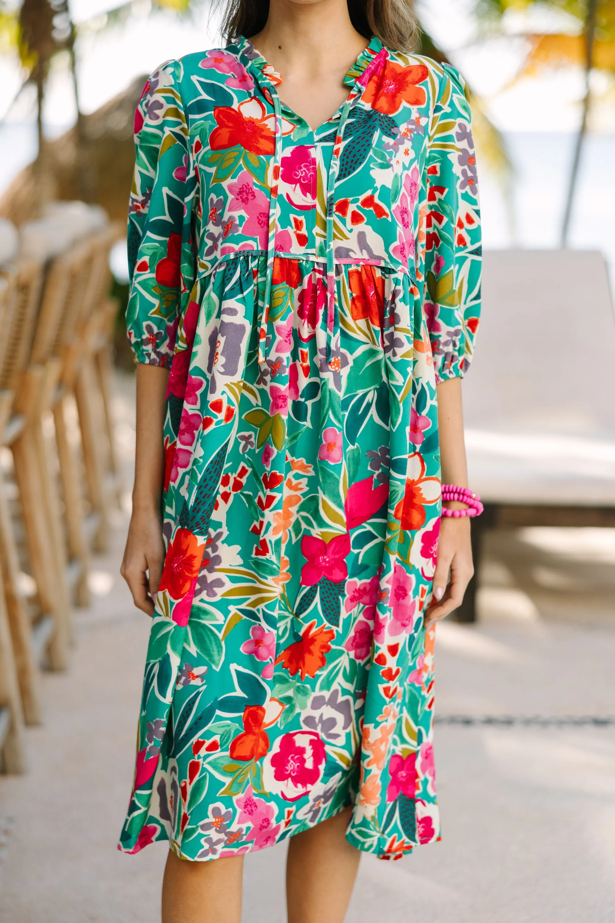 Feels Right Green Floral Midi Dress