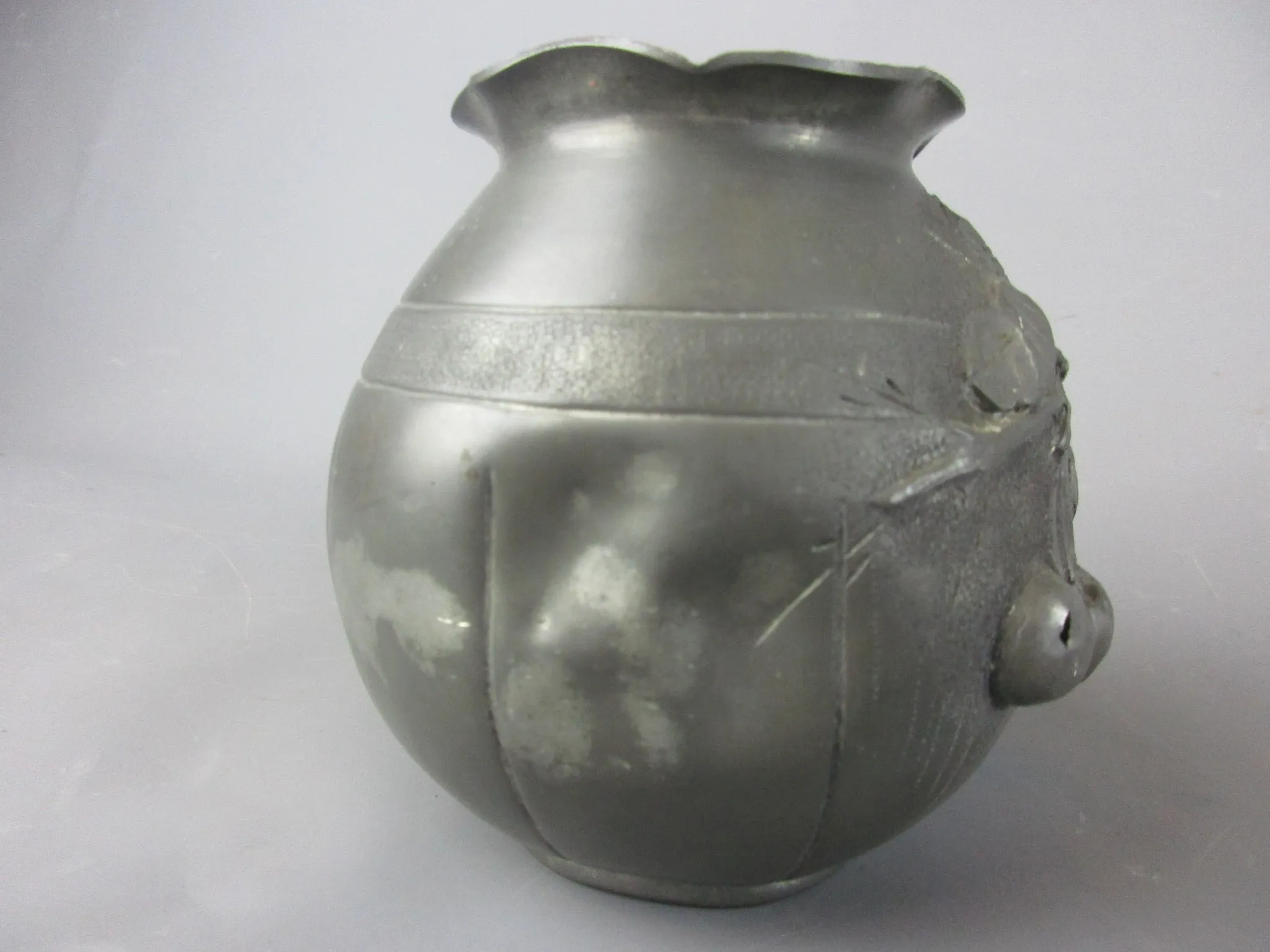 French Pewter Cherry Pot Vintage Mid Century c1970