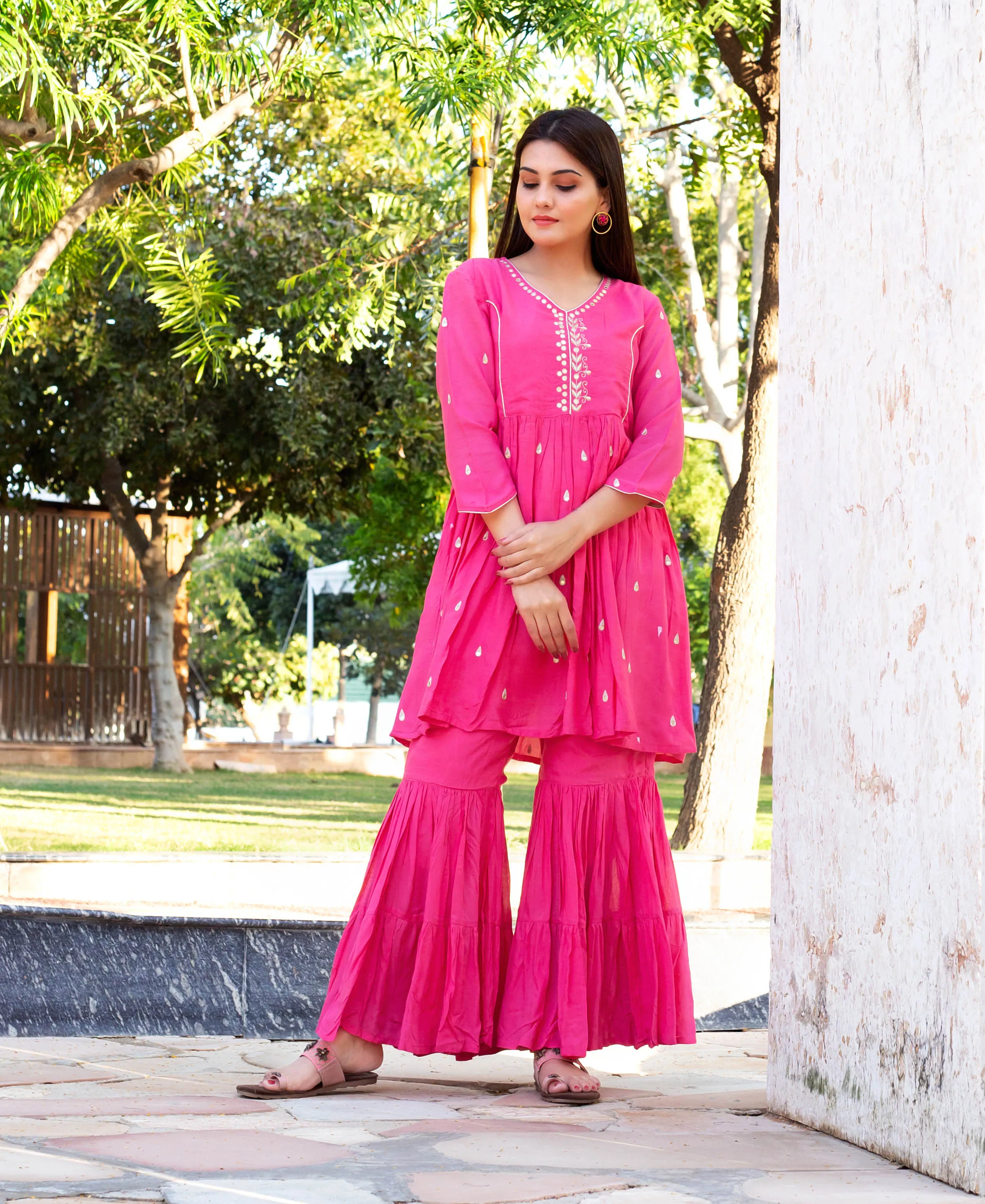 French Rose Hand Embroidered Kurta