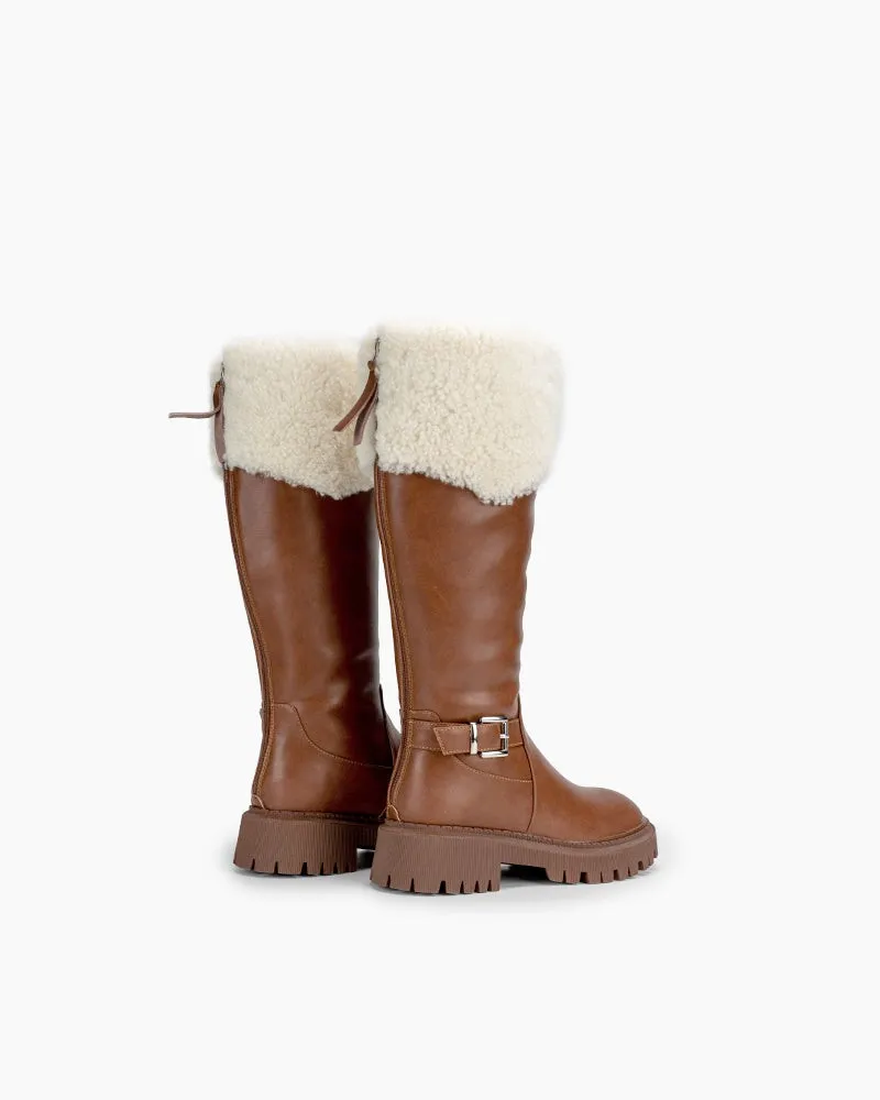 Fully Fur Lined Zipper Closure Snow Knee High Boots