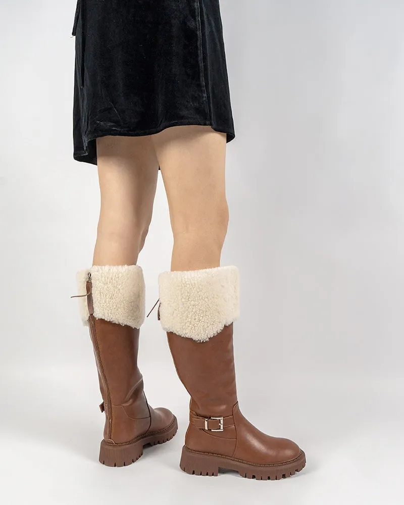 Fully Fur Lined Zipper Closure Snow Knee High Boots