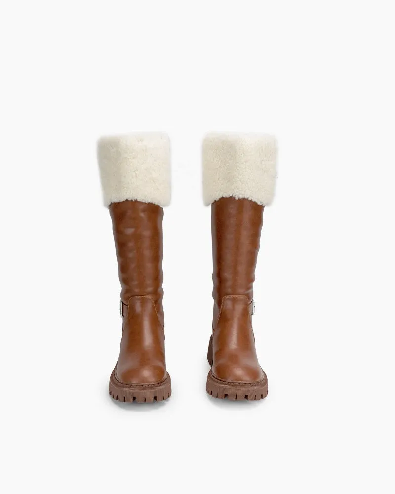 Fully Fur Lined Zipper Closure Snow Knee High Boots