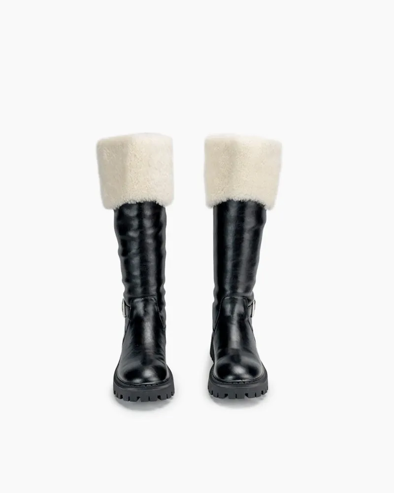 Fully Fur Lined Zipper Closure Snow Knee High Boots