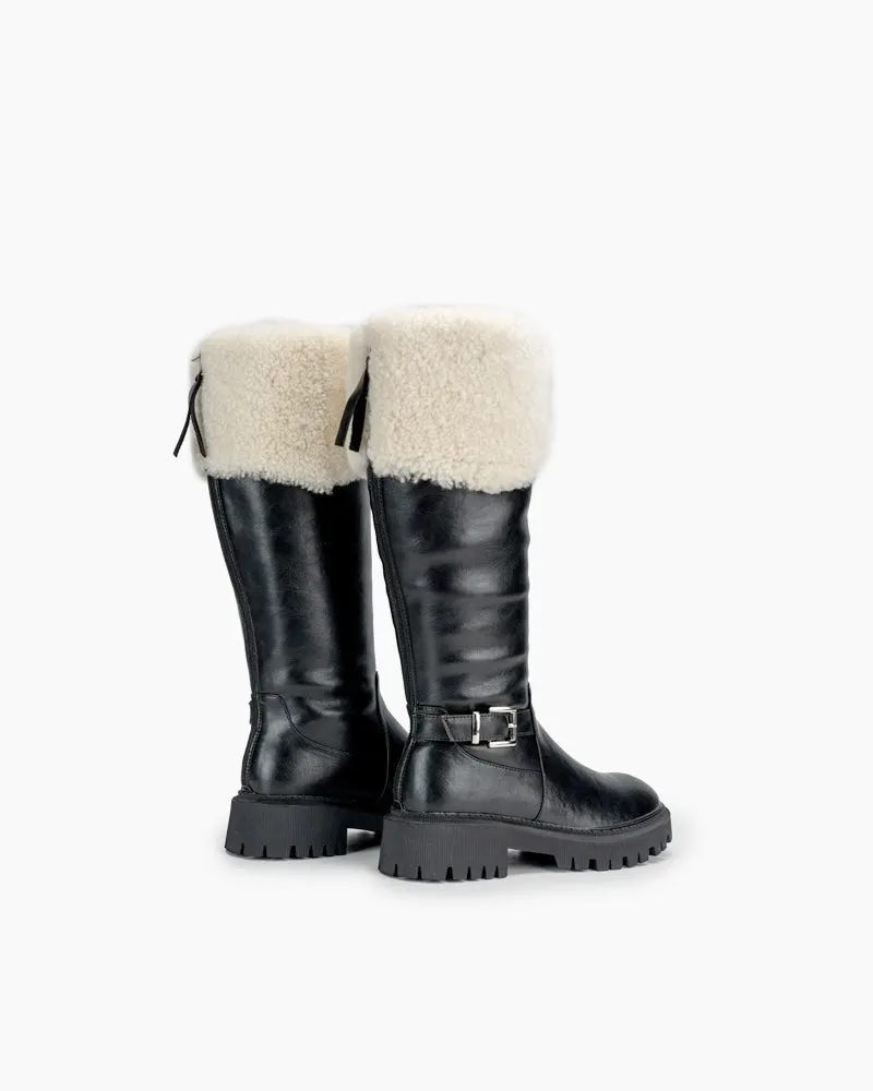 Fully Fur Lined Zipper Closure Snow Knee High Boots