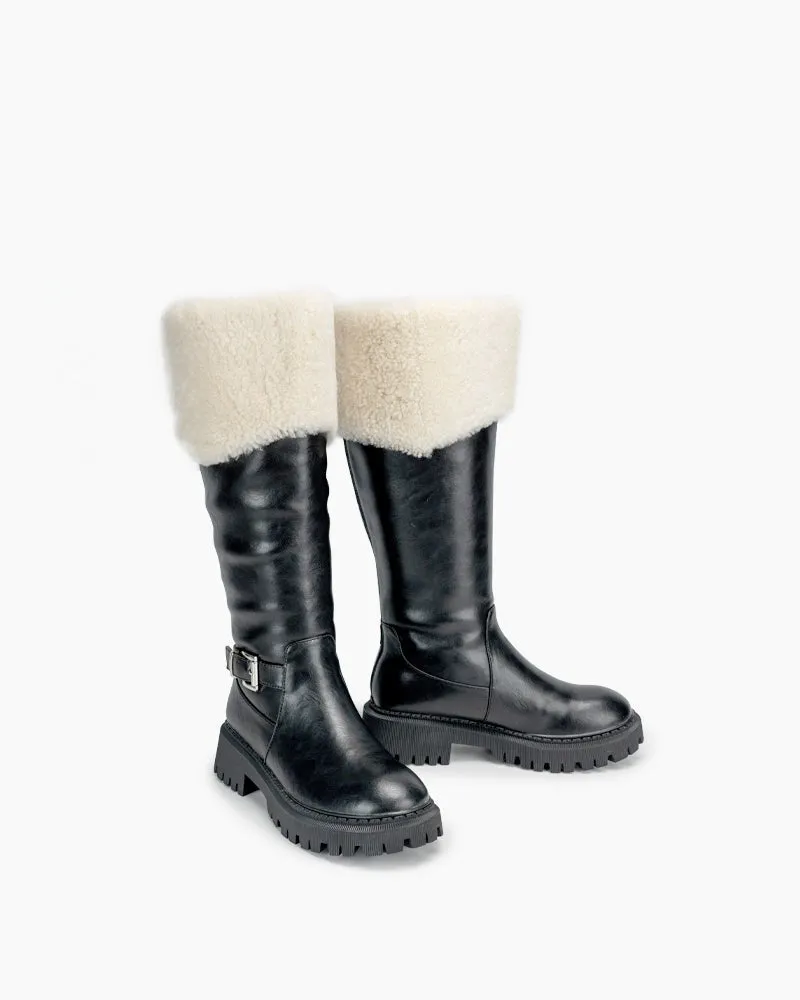 Fully Fur Lined Zipper Closure Snow Knee High Boots