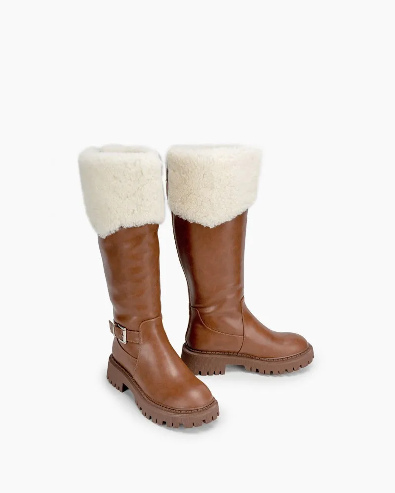 Fully Fur Lined Zipper Closure Snow Knee High Boots