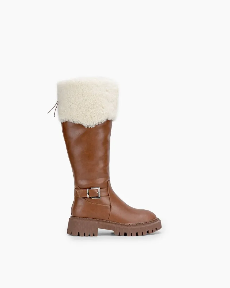 Fully Fur Lined Zipper Closure Snow Knee High Boots