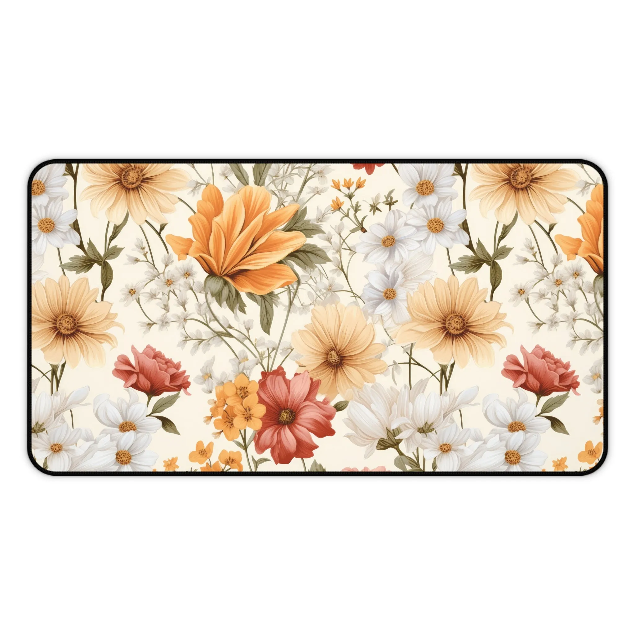 Grandma Floral Yellow Red Aster Laptop Computer Desk Mat