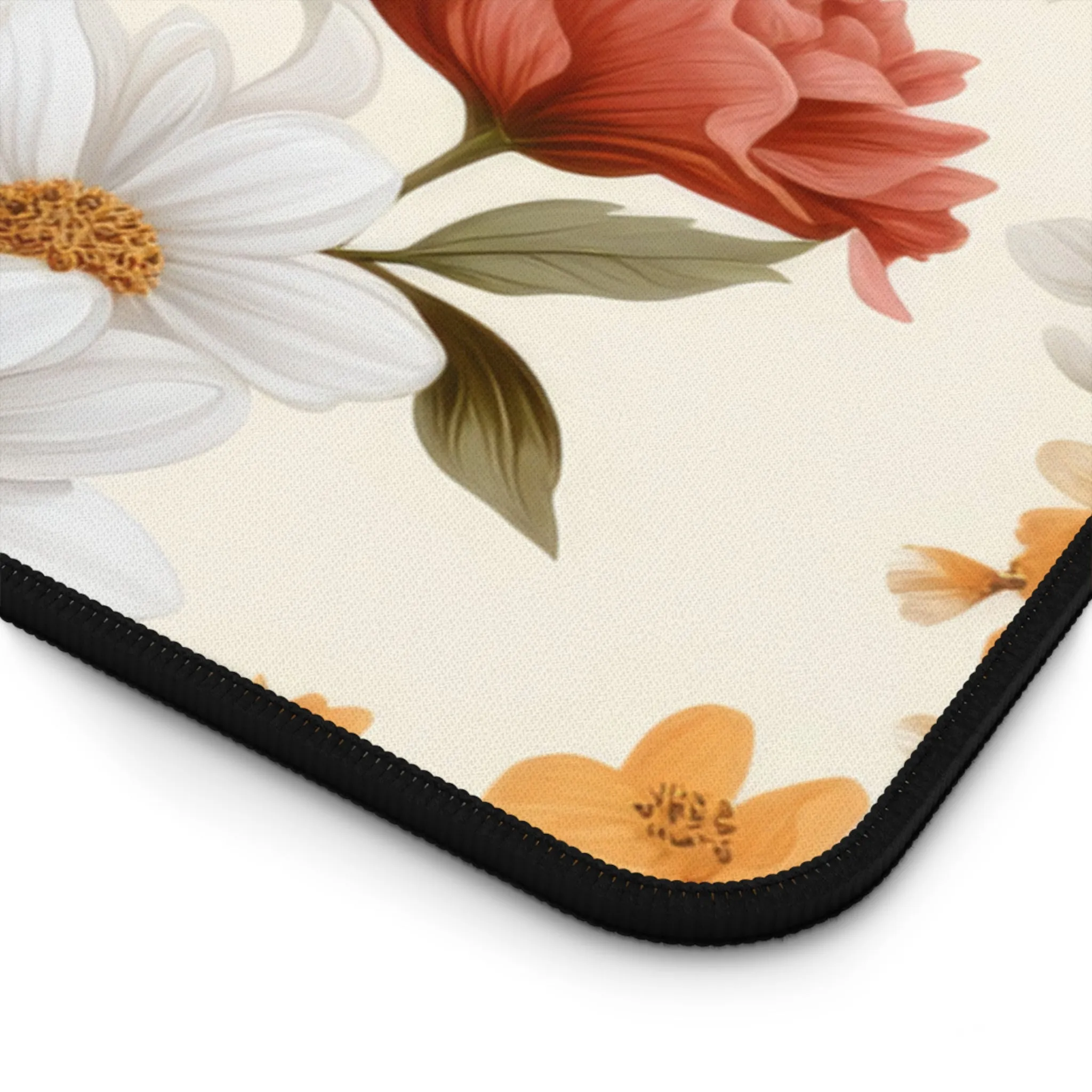 Grandma Floral Yellow Red Aster Laptop Computer Desk Mat