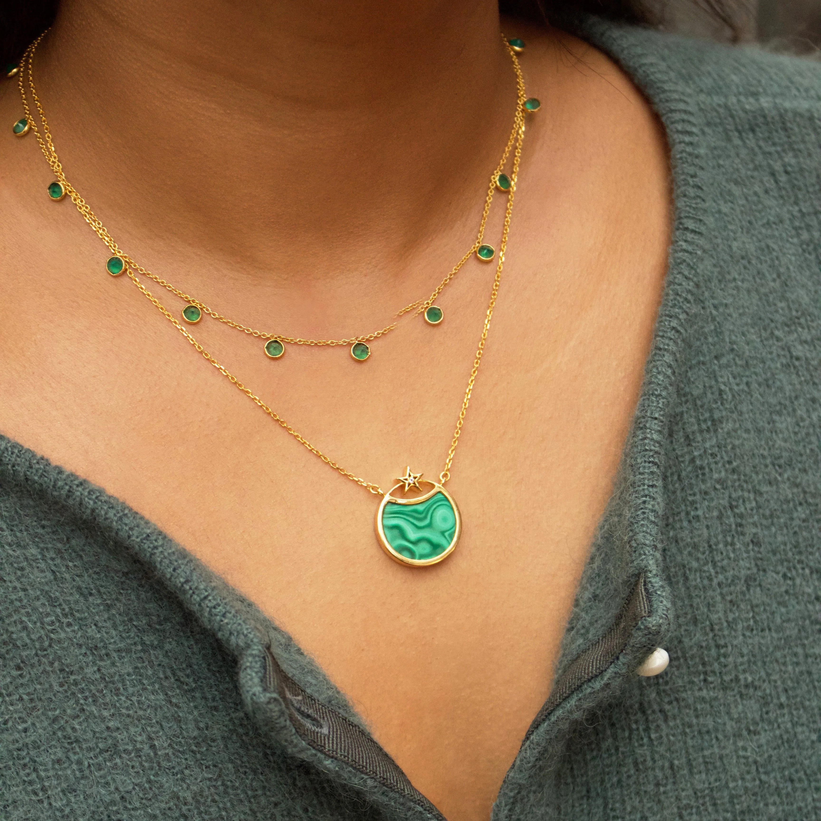 Green Onyx Droplet Necklace