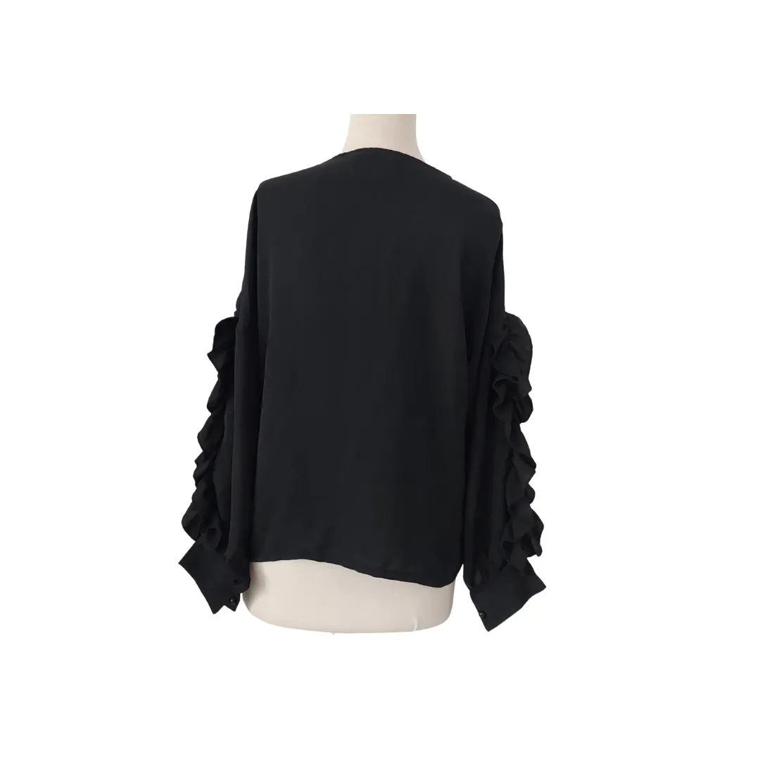 Hashtag By Sonya Black Frill-sleeves Blouse | Brand New |