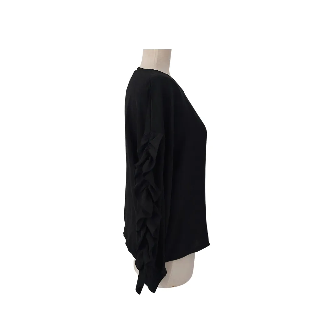 Hashtag By Sonya Black Frill-sleeves Blouse | Brand New |