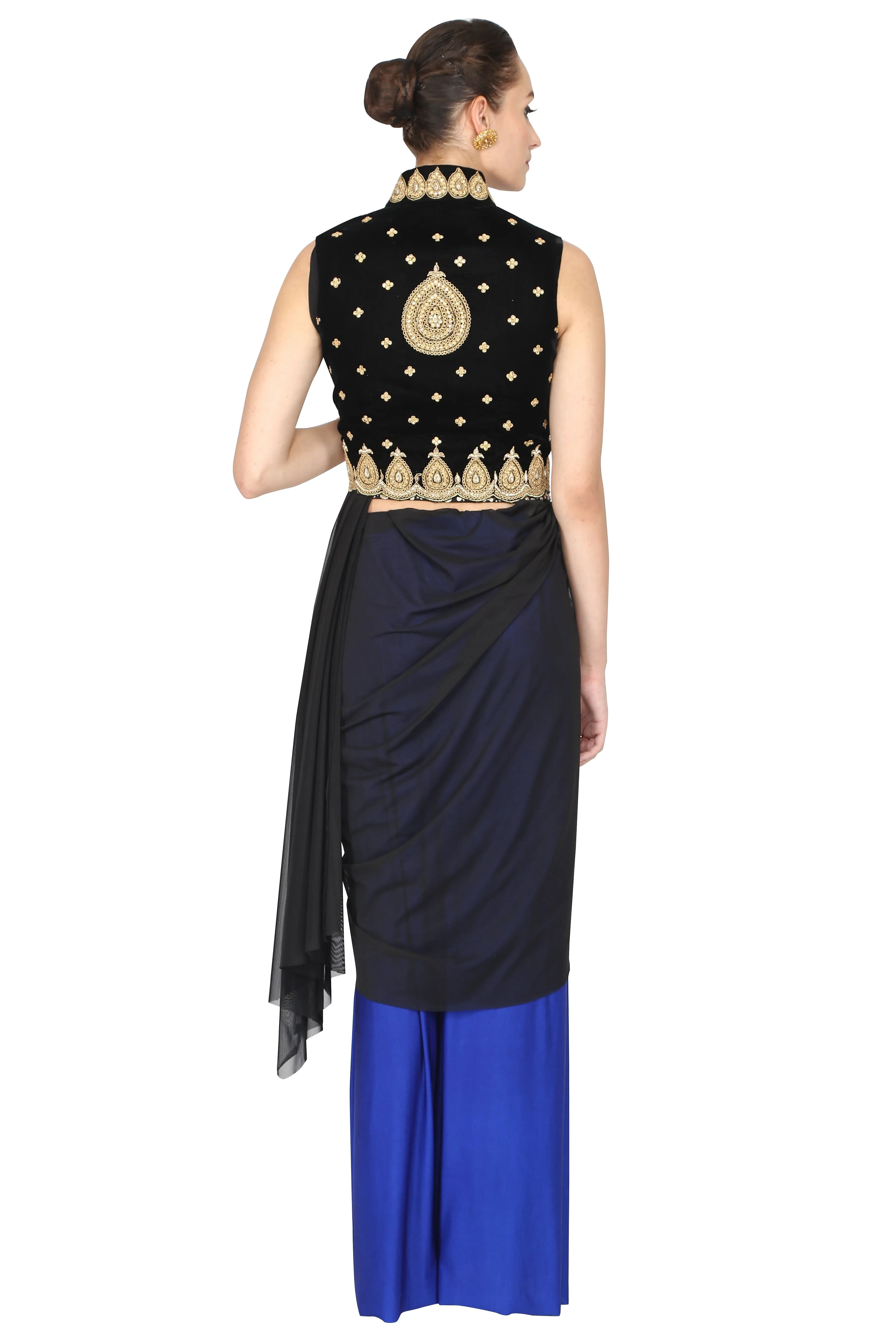 Indigo Black Pre-Stitched Saree.