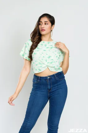 JEZZA Green Colour Women's Casual Crop Top 42542