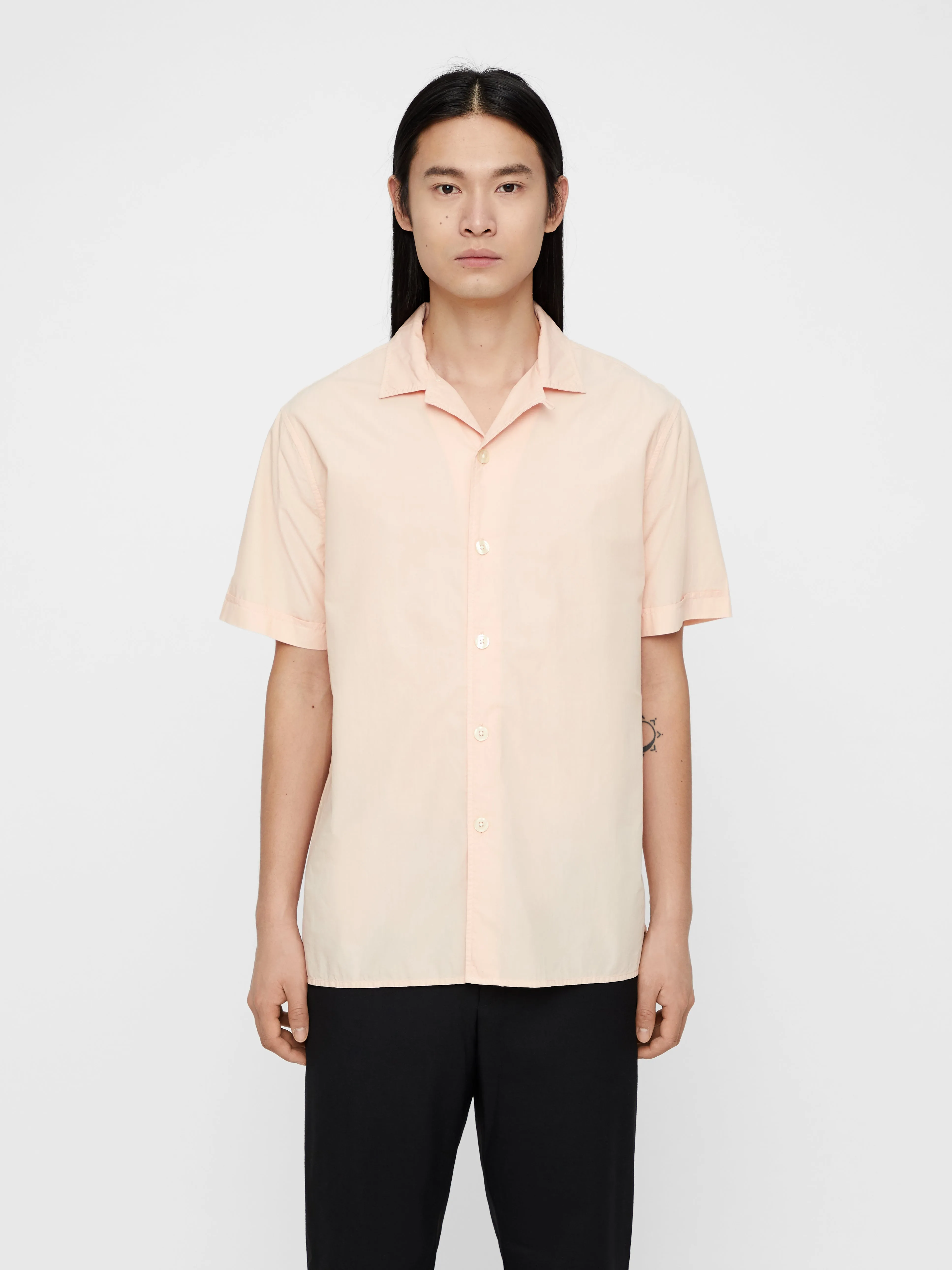 J.Lindeberg Mens David Short Sleeve Resort GMD Poplin Polo - SUMMER BEIGE