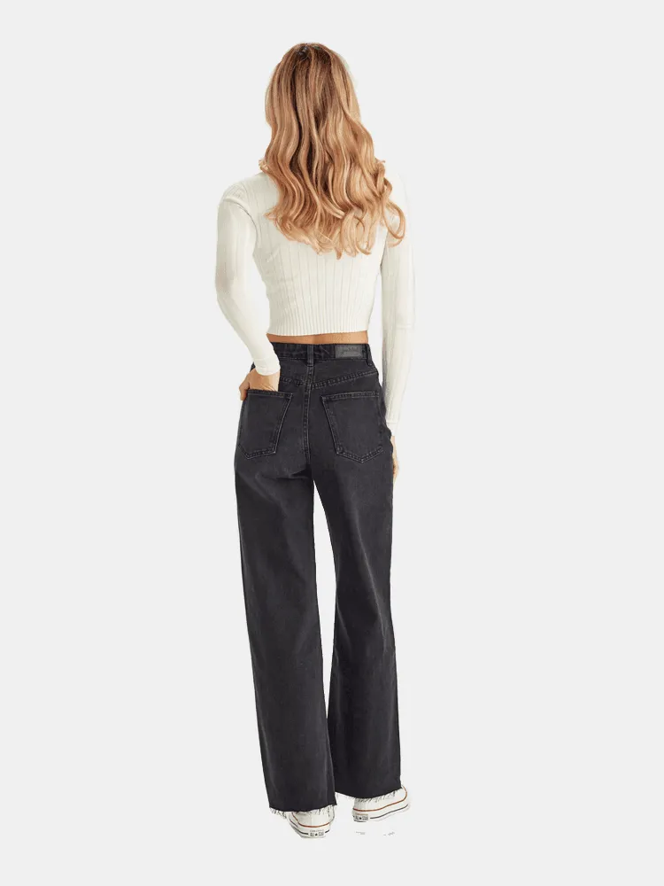 Junkfood Avril Wide Leg Jean - Black