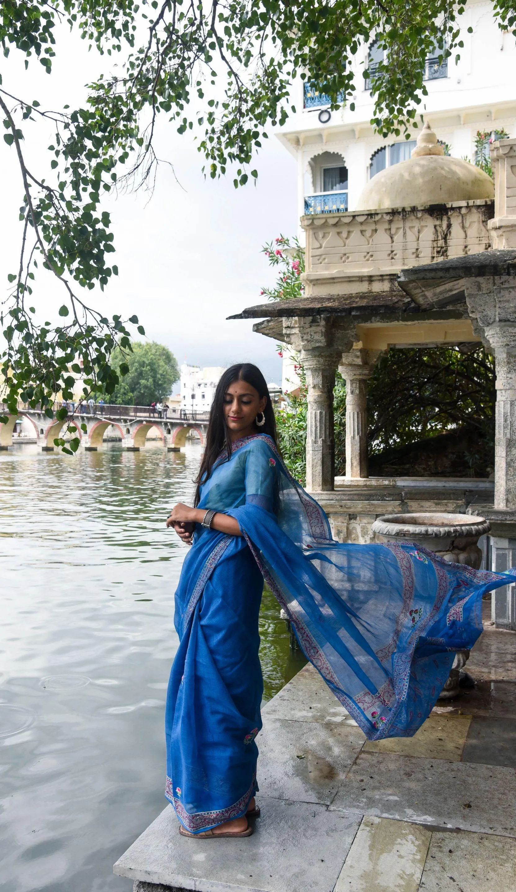 Kaisori Kota saree - Nishika embroidered and handblockprinted Kota saree