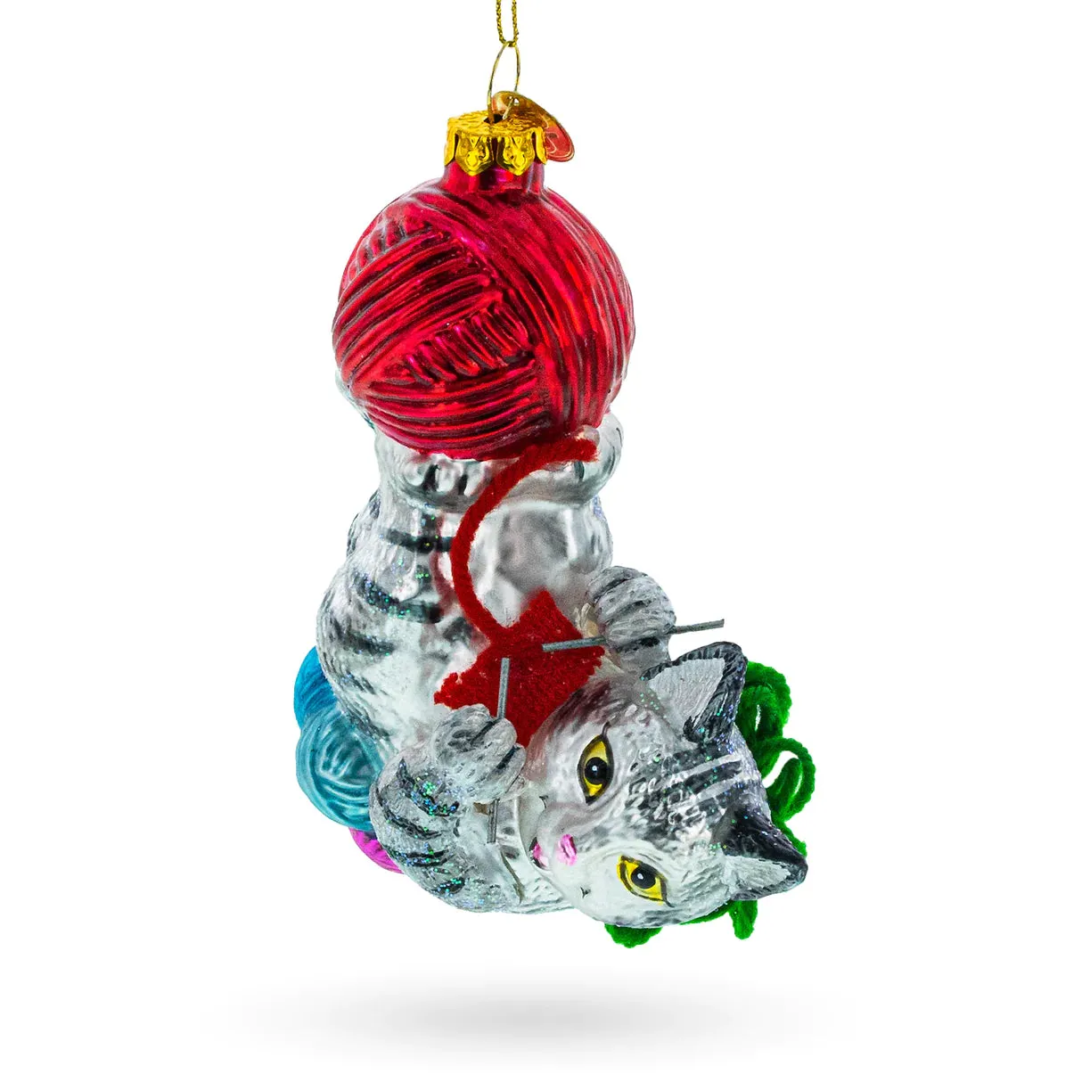 Knittin' Kitten Yarn Balls Ornament