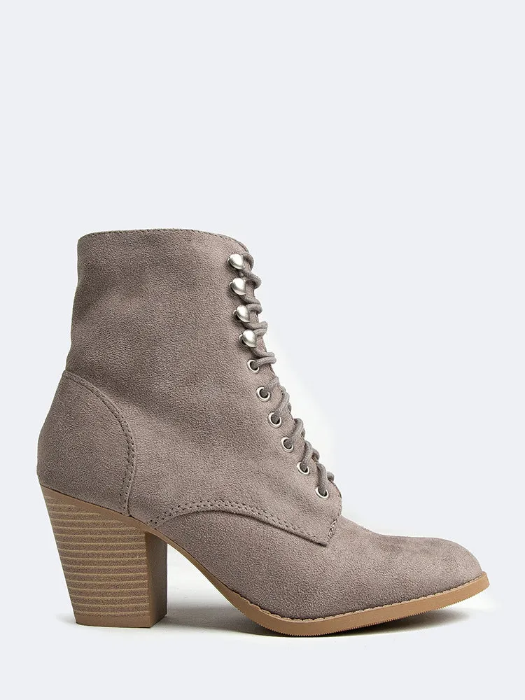 Lace Up Heeled Bootie