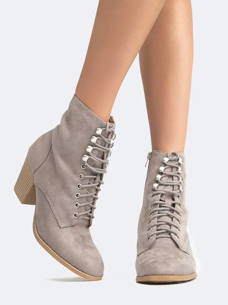 Lace Up Heeled Bootie