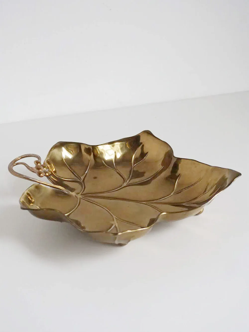 Large Brass Grape Leaf Tray