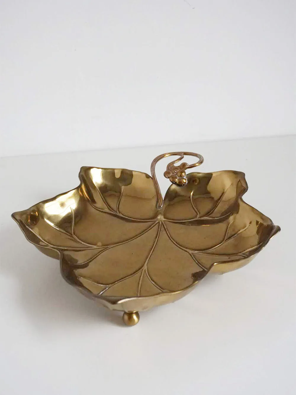 Large Brass Grape Leaf Tray