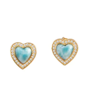 Larimar Hau'oli Heart Earrings