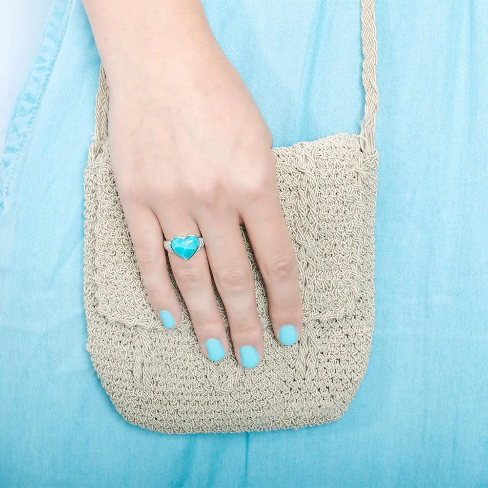 Larimar Pu’uwai Heart Cocktail Ring