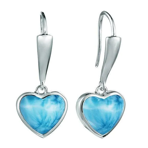 Larimar Pu’uwai Heart French Hook Earrings