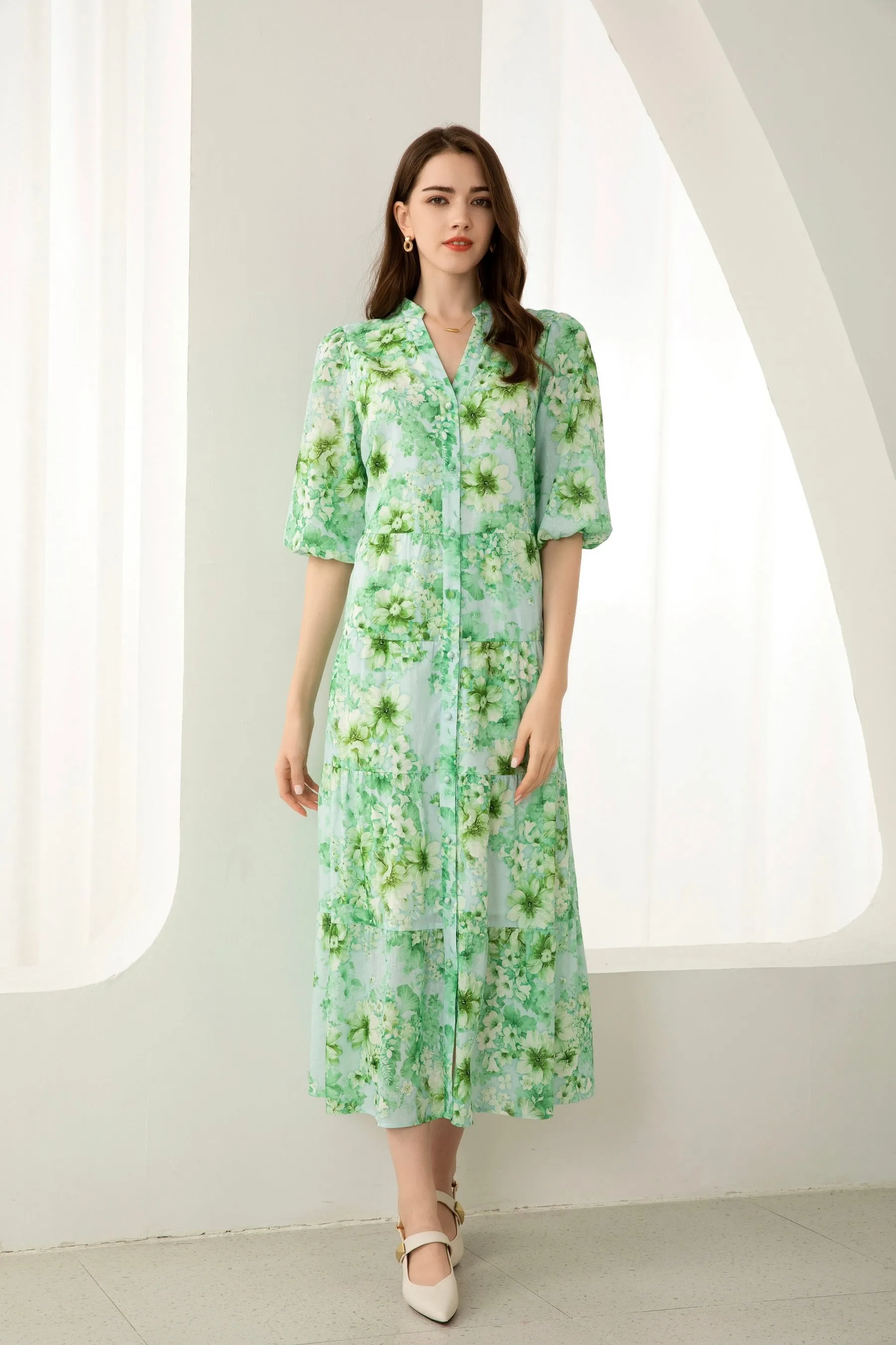 Liat Floral Dress - Green - GDS