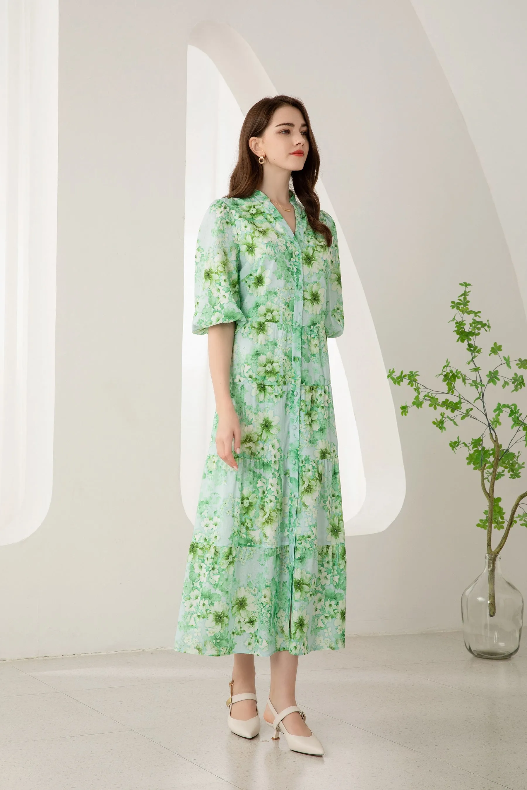 Liat Floral Dress - Green - GDS