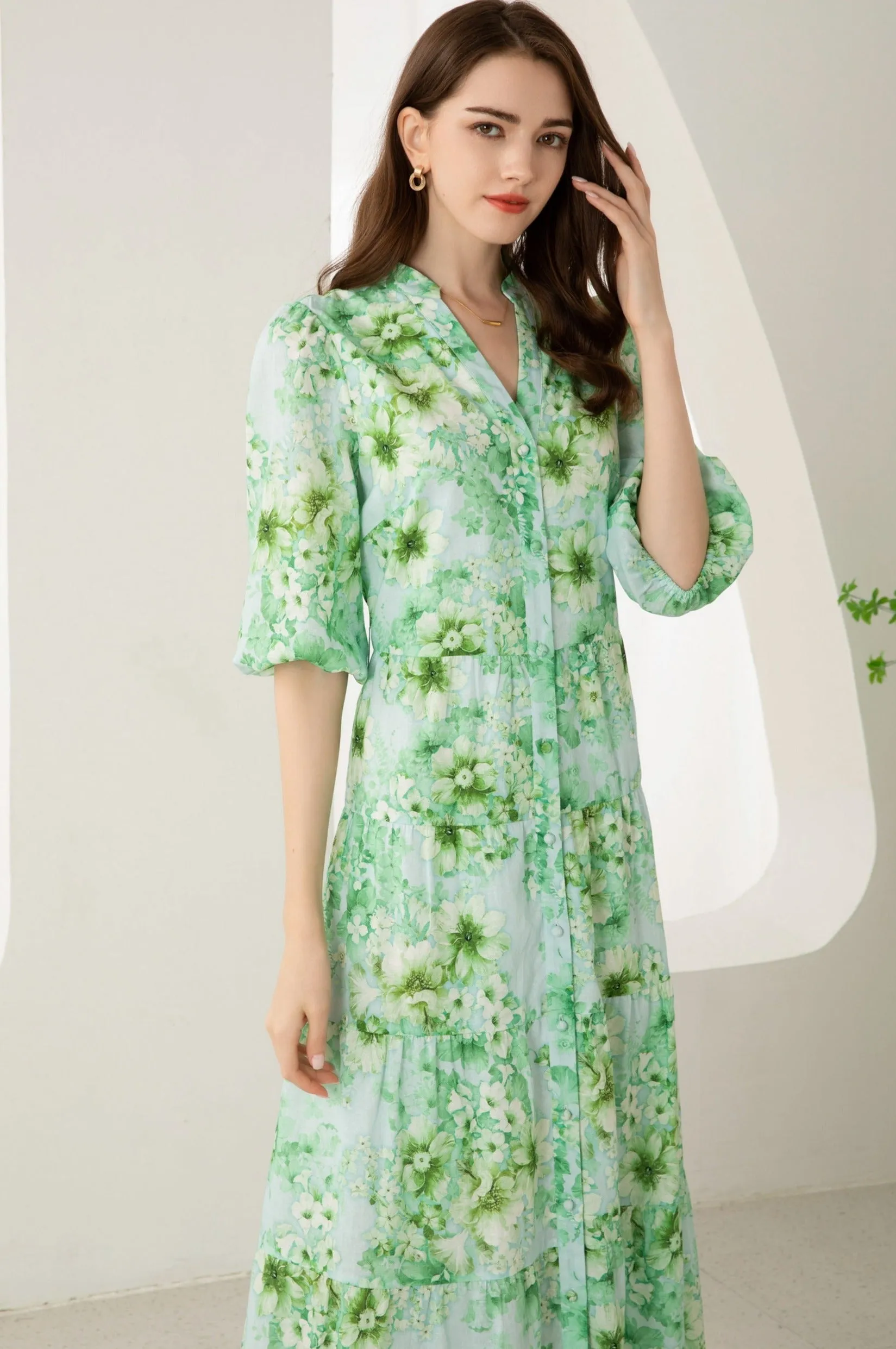 Liat Floral Dress - Green - GDS