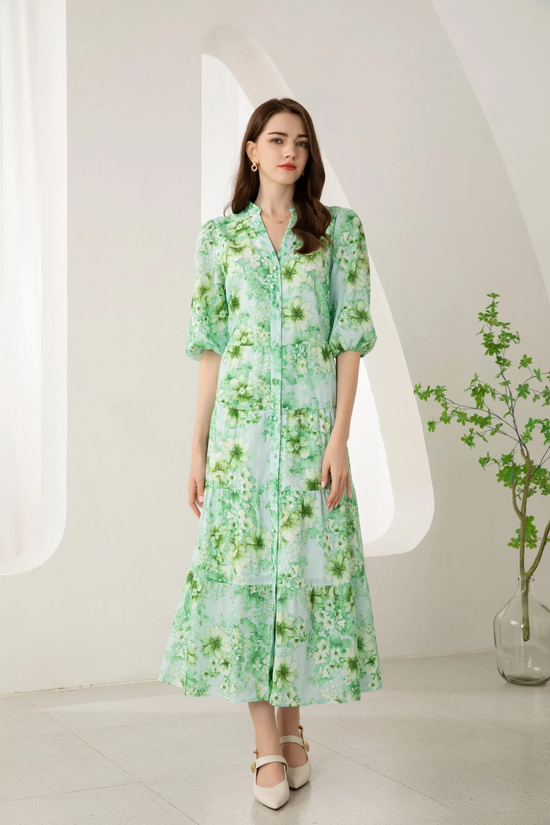 Liat Floral Dress - Green - GDS