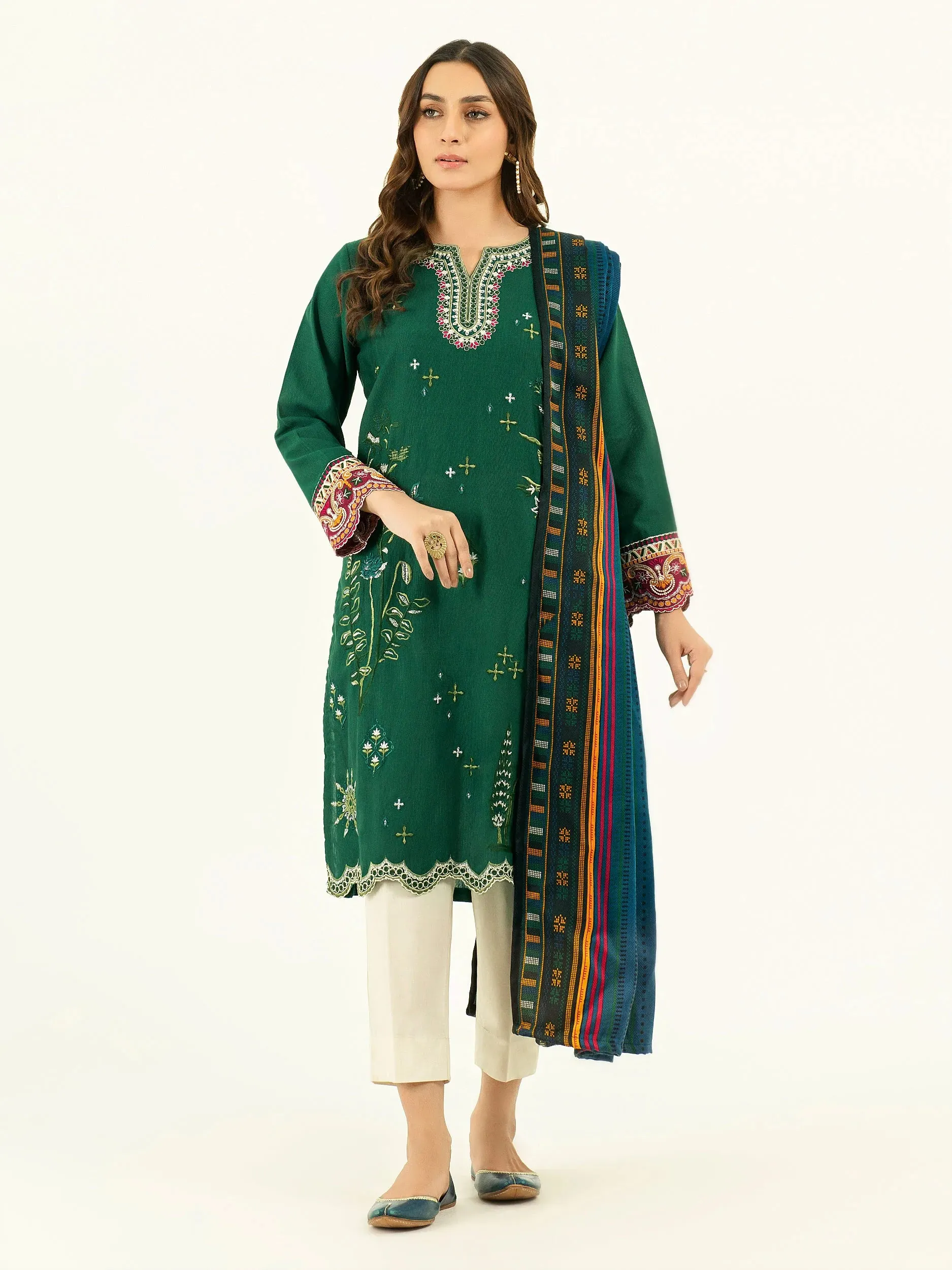 Limelight Green Khaddar 2-Piece Suit (P5536SU)