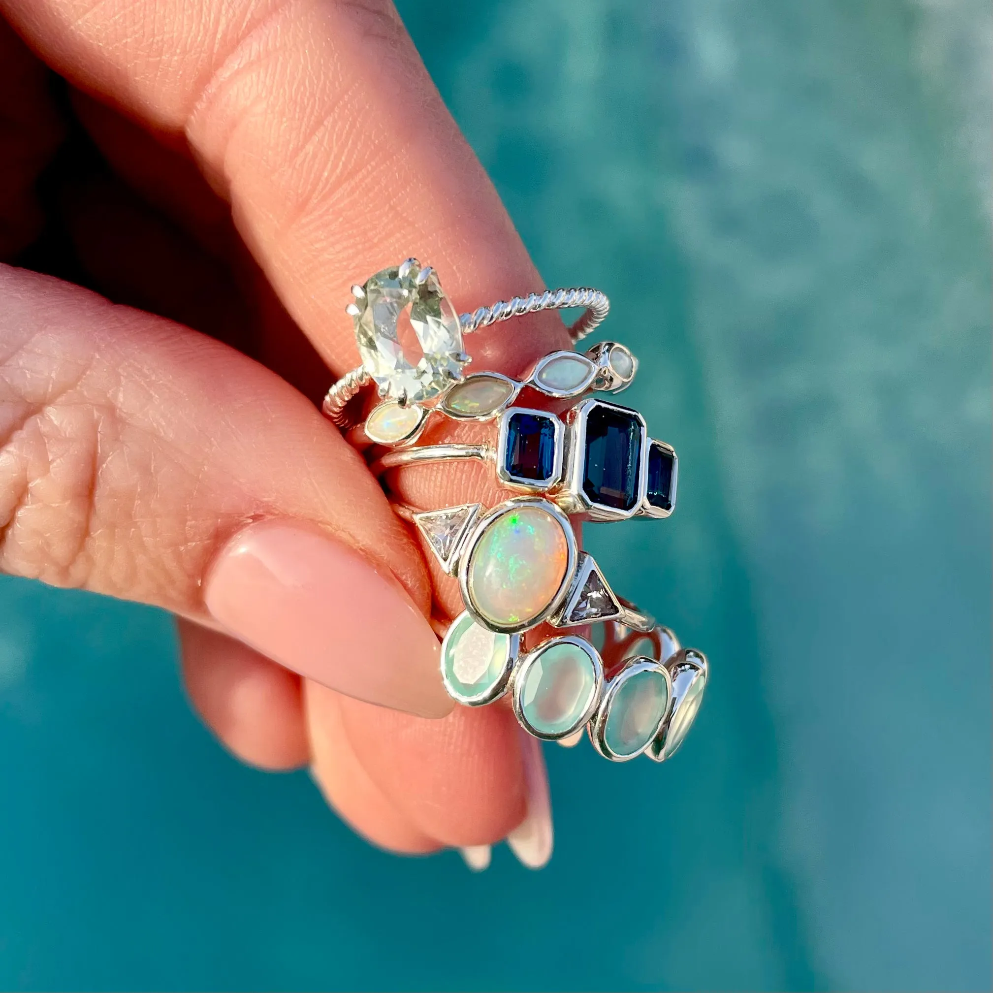 Lucia Green Amethyst Twisted Band Ring