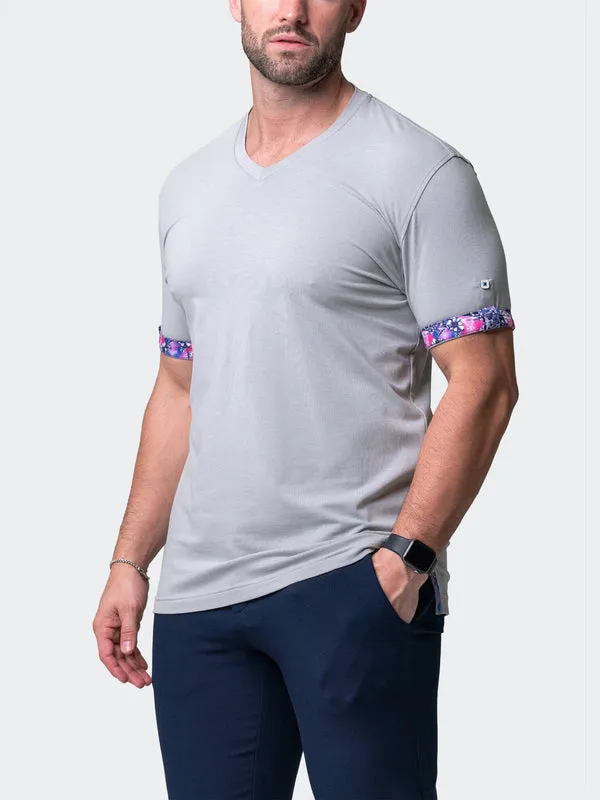 Maceoo Stretch Short-Sleeve Tshirts | V-Neck Vivaldisolidskull Grey