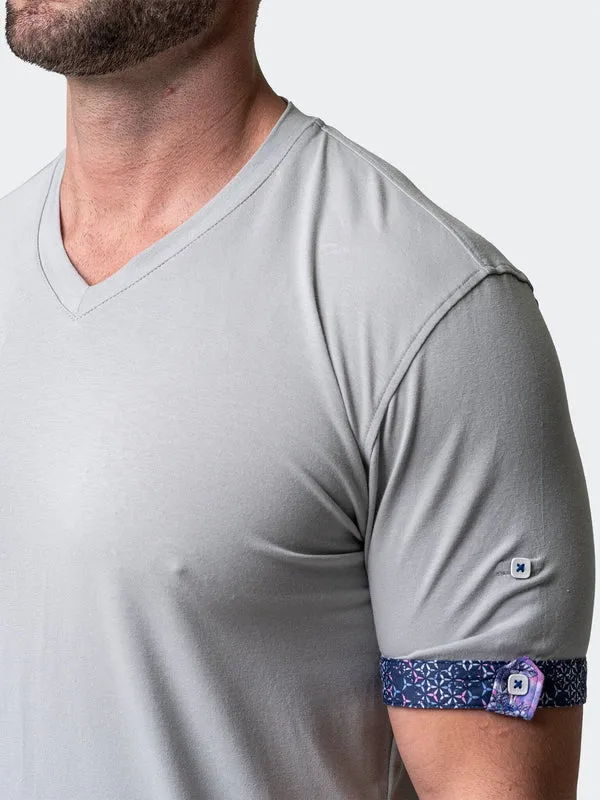 Maceoo Stretch Short-Sleeve Tshirts | V-Neck Vivaldisolidskull Grey