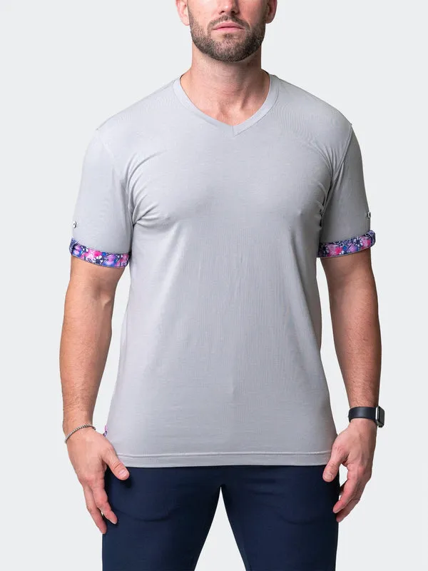 Maceoo Stretch Short-Sleeve Tshirts | V-Neck Vivaldisolidskull Grey