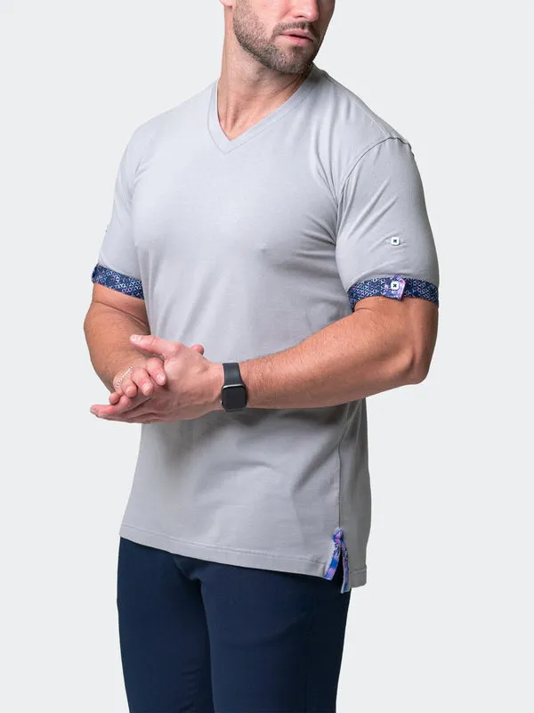 Maceoo Stretch Short-Sleeve Tshirts | V-Neck Vivaldisolidskull Grey