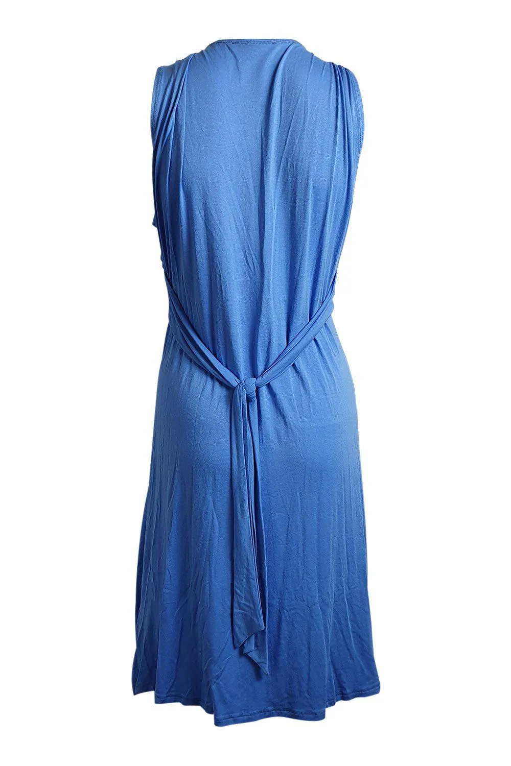 MAILLE DEMOISELLE Blue Twist Front Monroe Style Tie Back Dress (3)