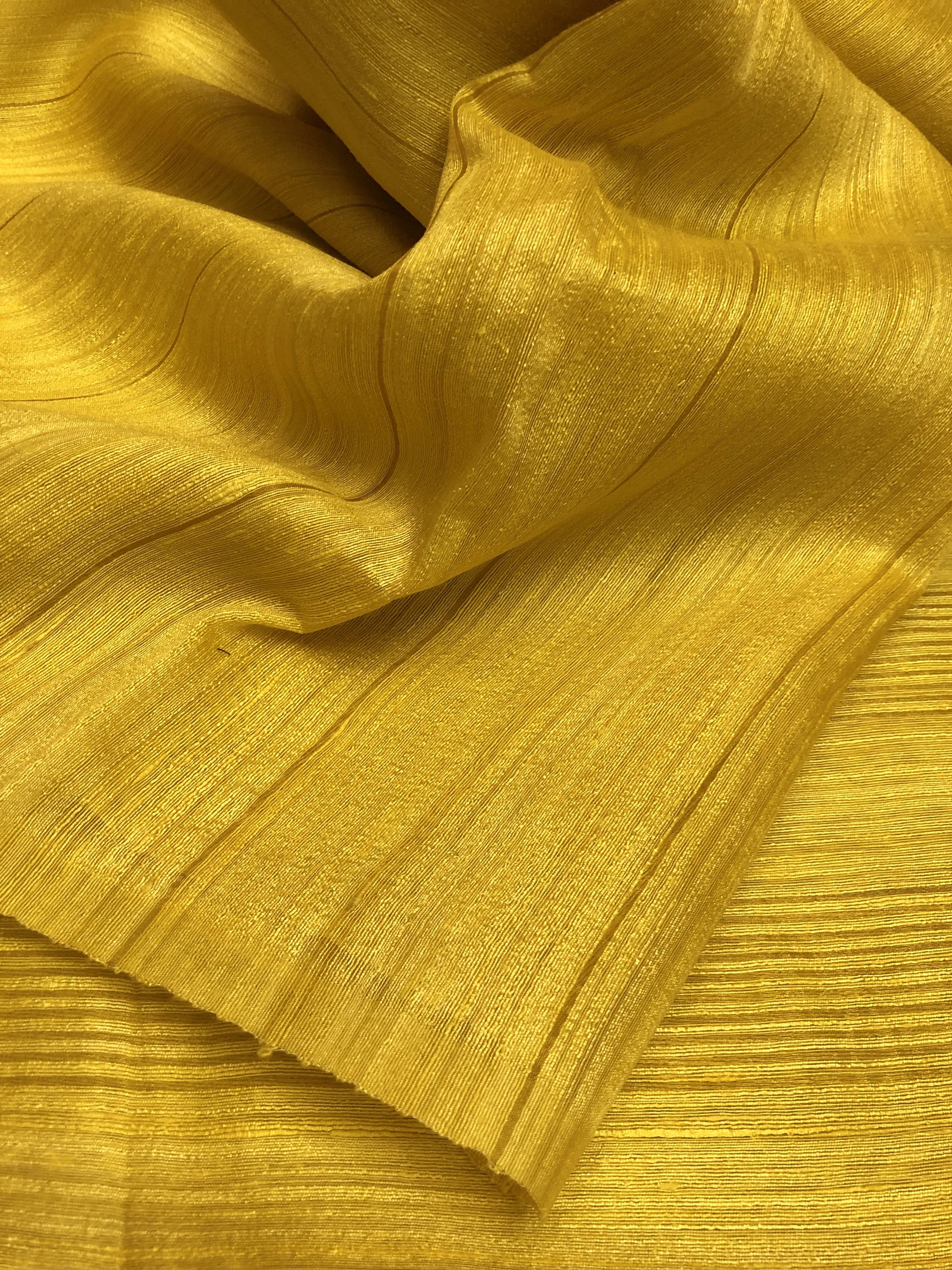 Maize Yellow Color Pure Matka Silk with Zari Stripes Work