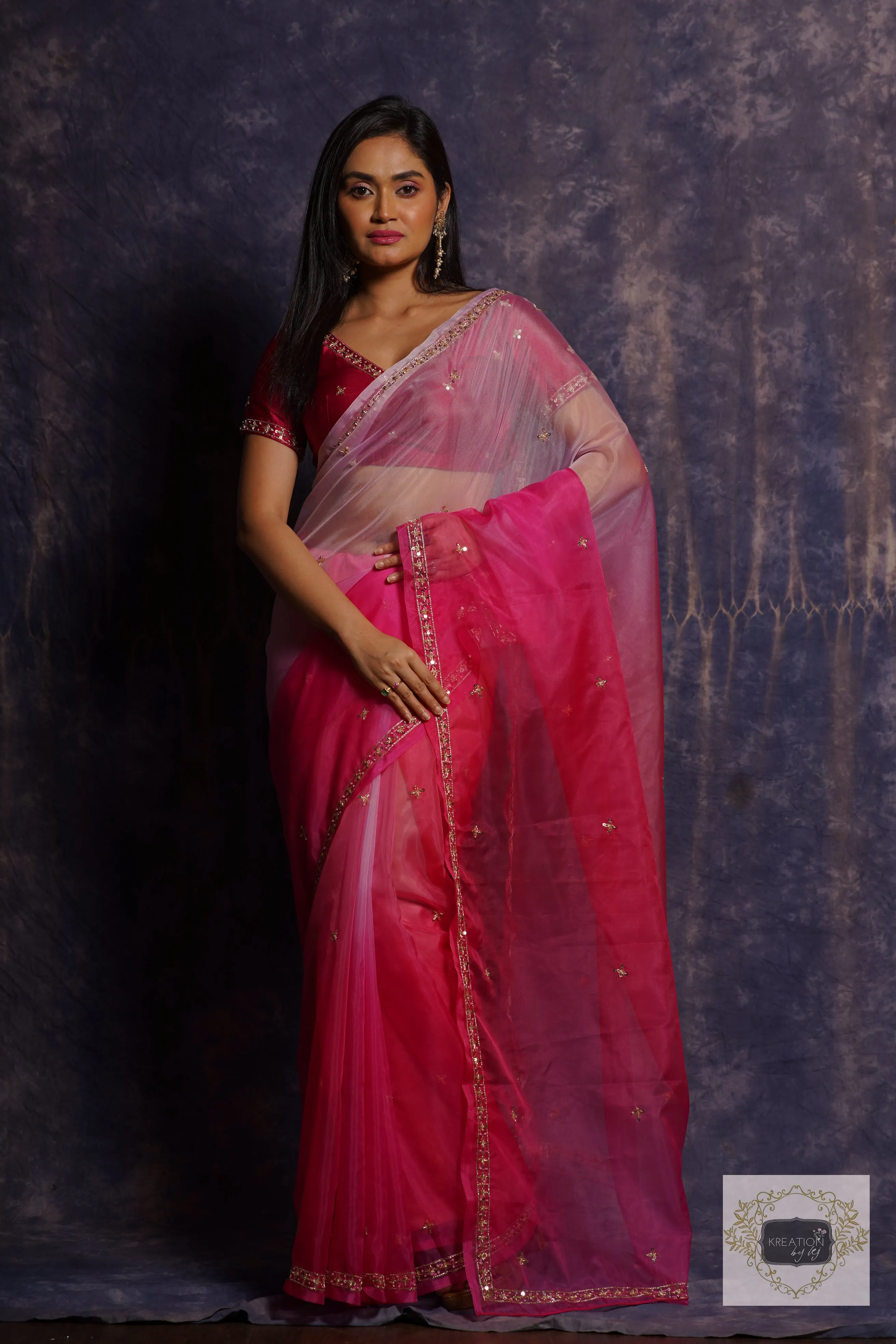 Malibu Ombré Hand Embroidered Saree