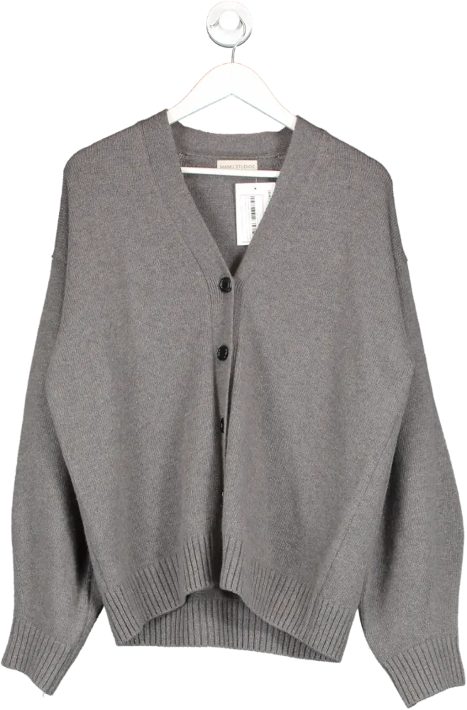 Mamu Studios Grey Luna Relaxed Wool Cardigan One Size