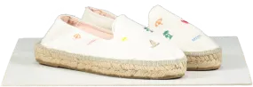 Manebi White Holiday Charms Embroidered Espadrilles UK 5 EU 38 👠