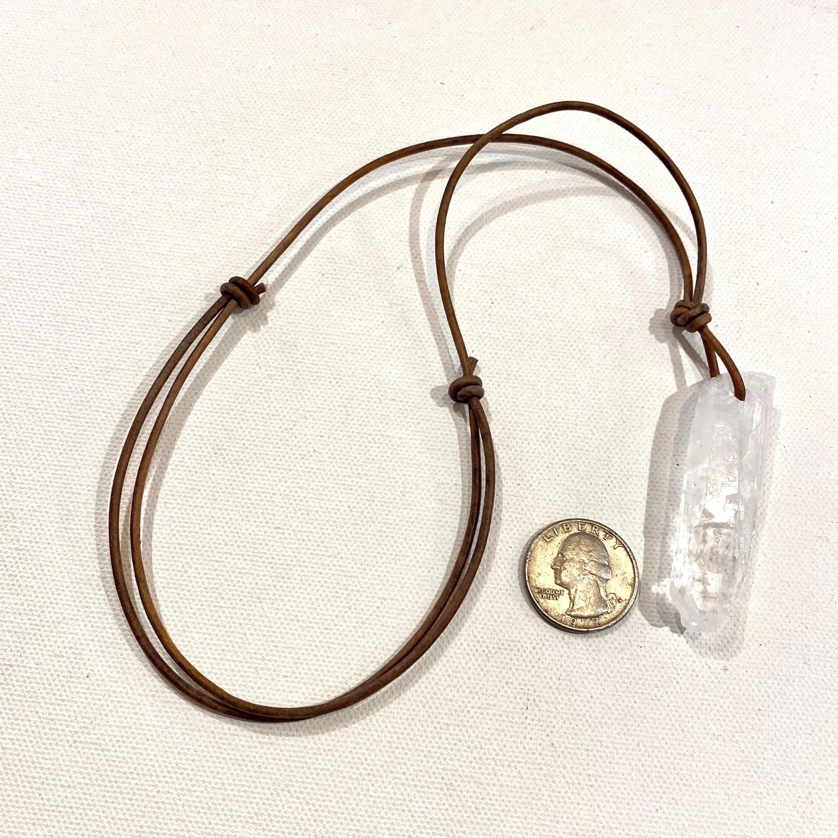 Master Healer Quartz Point Necklace on Leather