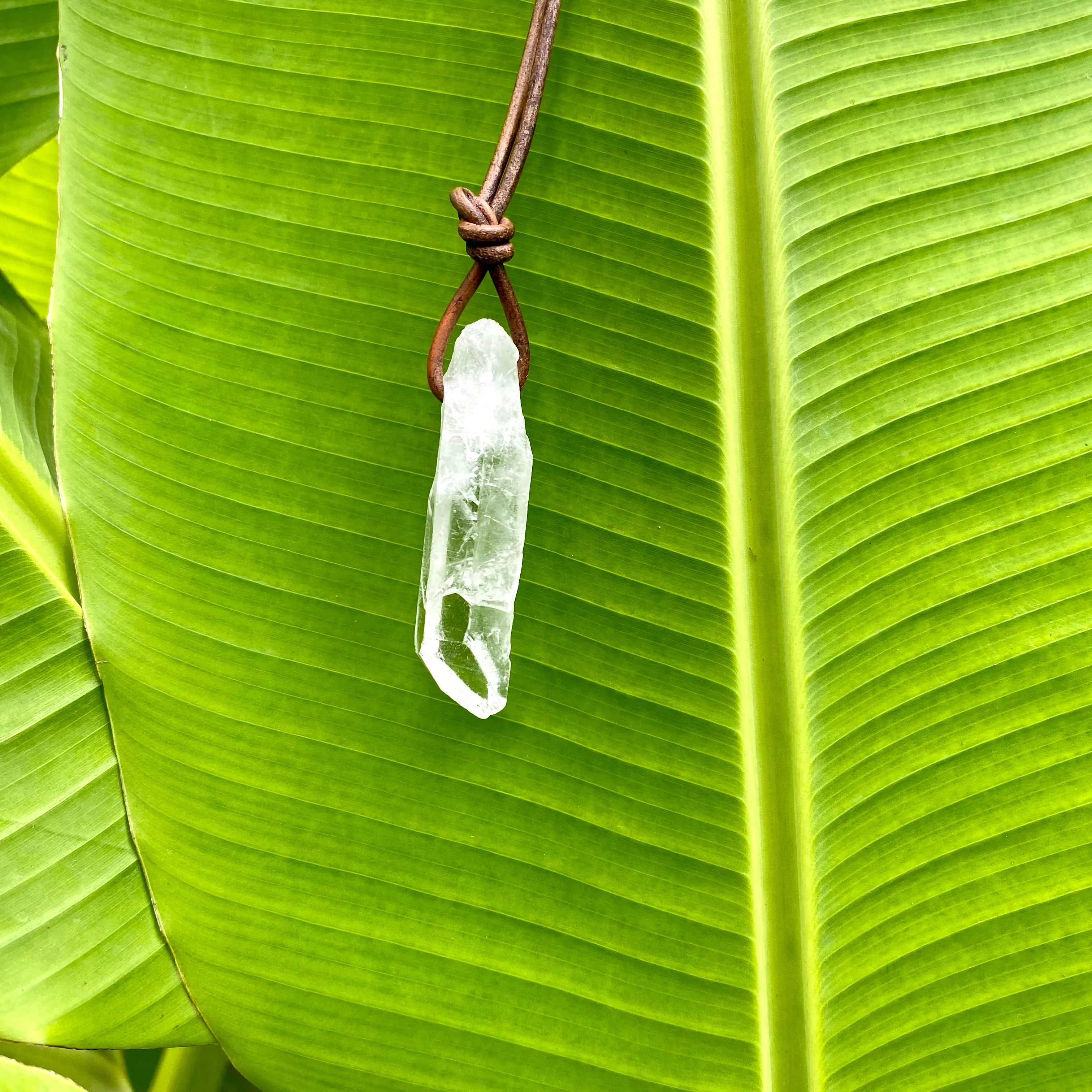 Master Healer Quartz Point Necklace on Leather