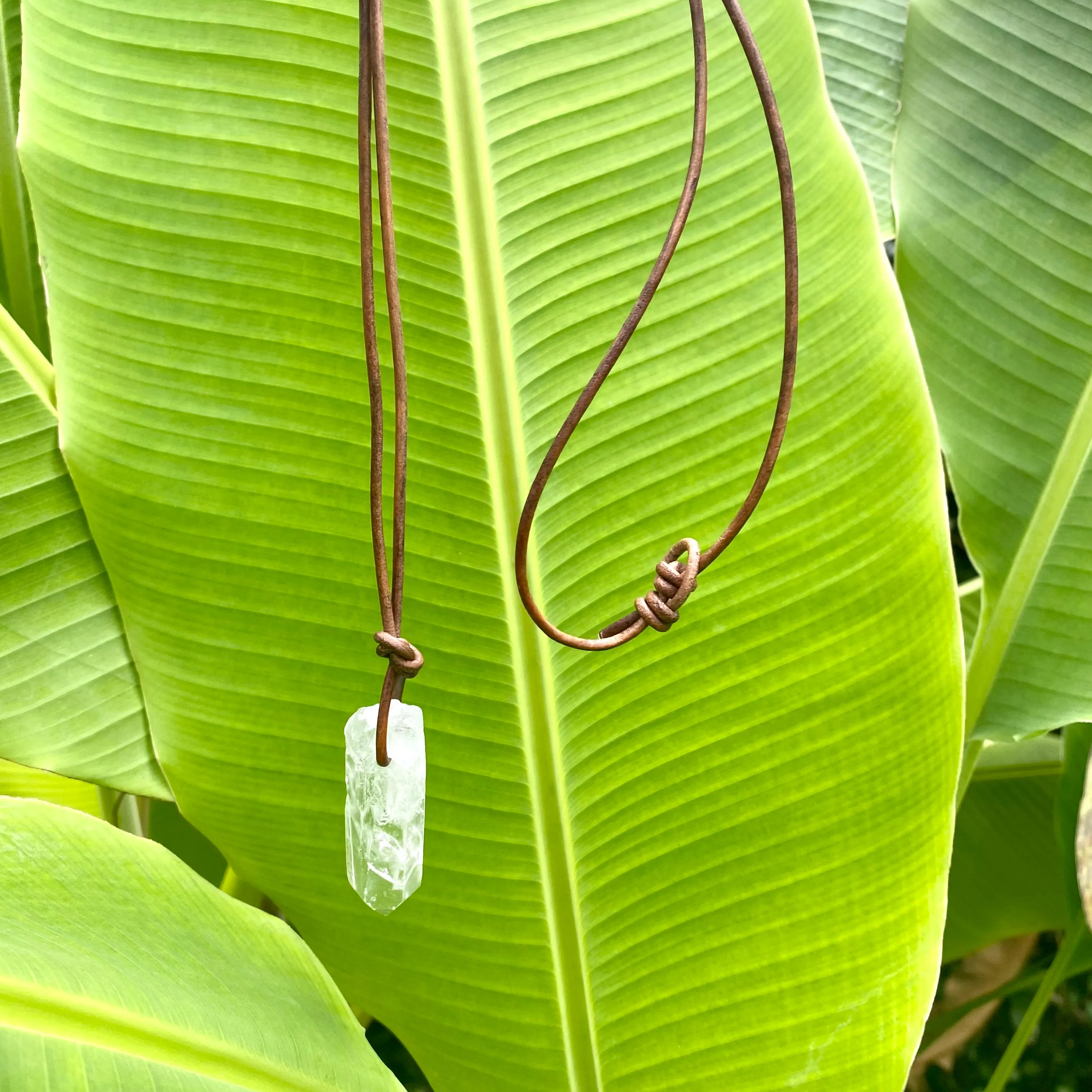 Master Healer Quartz Point Necklace on Leather