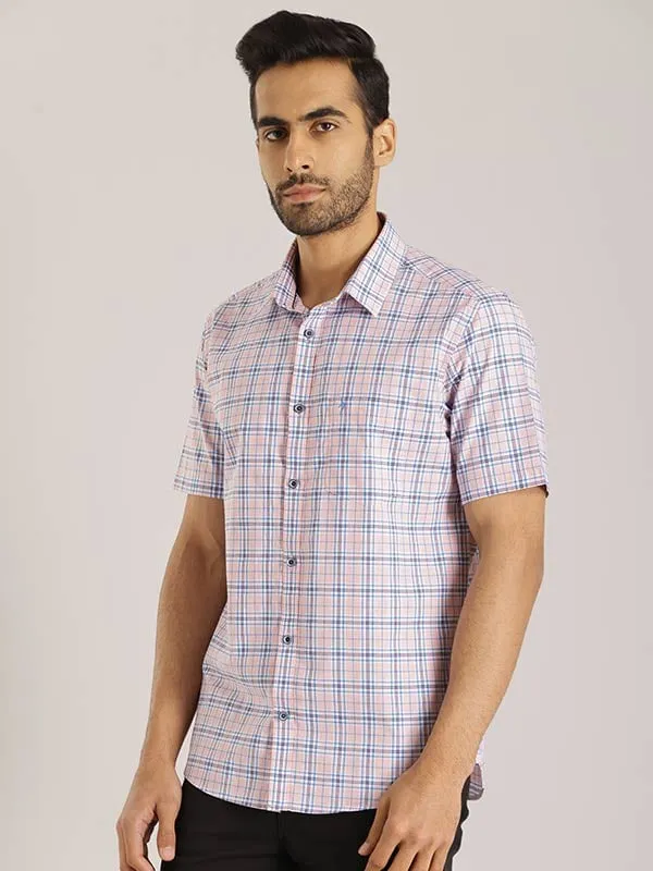 Men Checked Half Sleeve Cotton Shirt