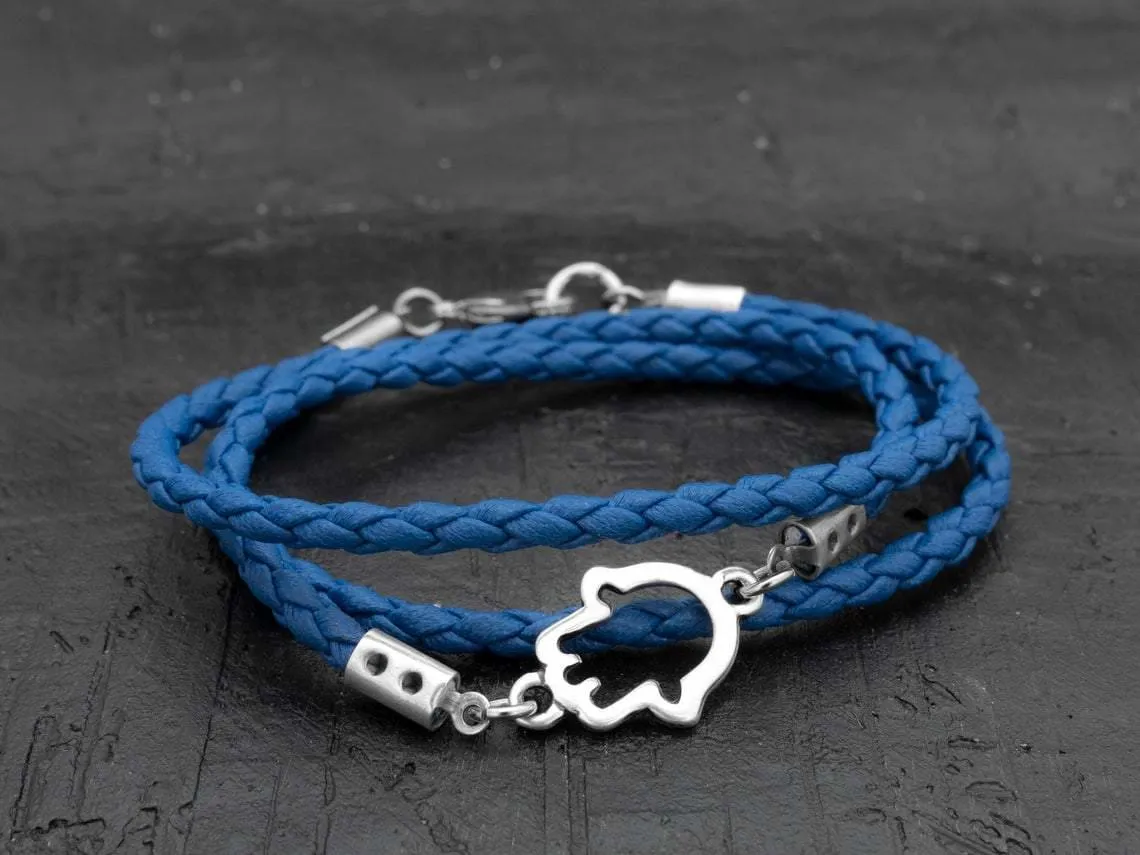 Men's Bracelet - Men's leather Bracelet - Men's Hamsa Bracelet - Men's Jewelry - Men's Gift - Boyfriend Gift - Husband Gift - Male